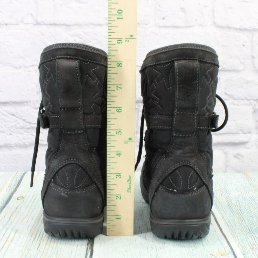 LL Bean Black Leather Lace Up Insulated Ankle Winter Boots Size 6.5 M - Picture 6 of 9